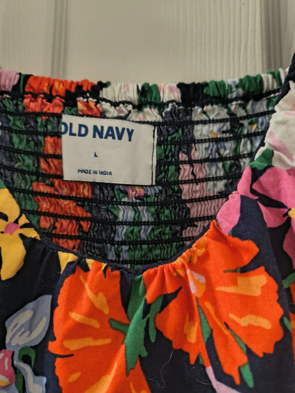Old Navy Navy Floral Maxi Dress with Puff Sleeves - Picture 3 of 4